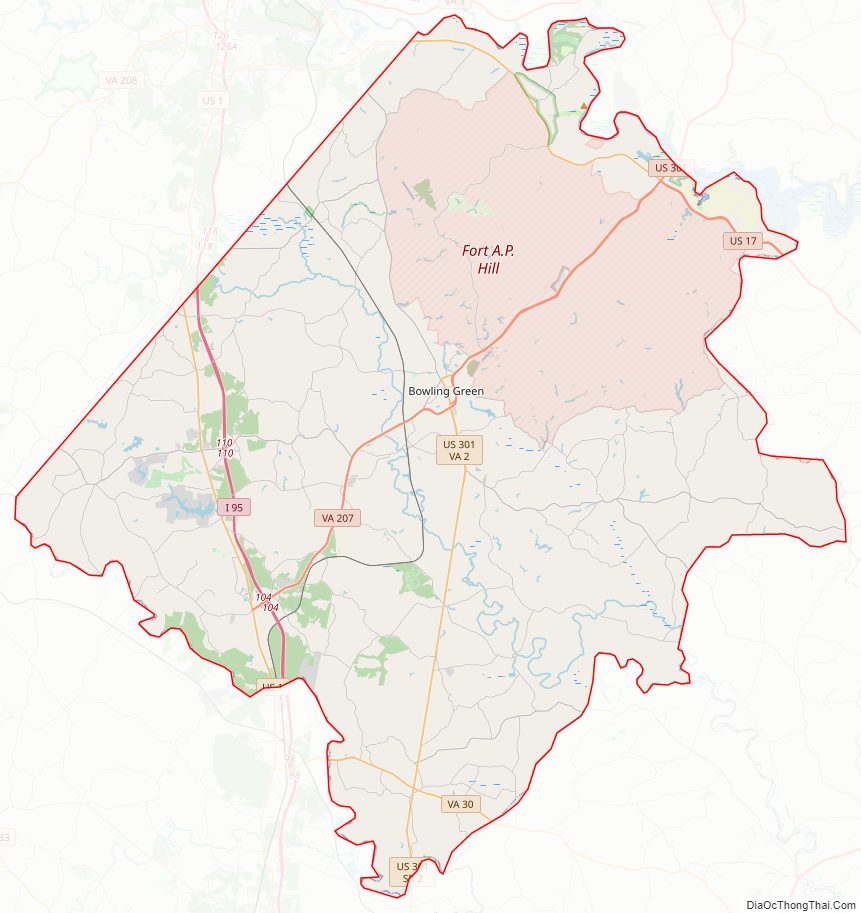 Street map of Caroline County, Virginia