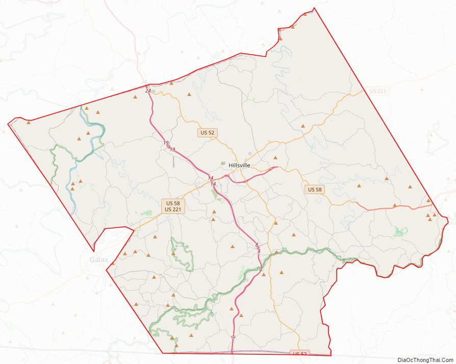 Street map of Carroll County, Virginia