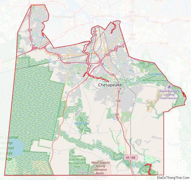 Street map of Chesapeake Independent City, Virginia