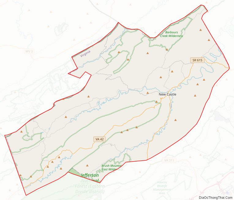 Street map of Craig County, Virginia