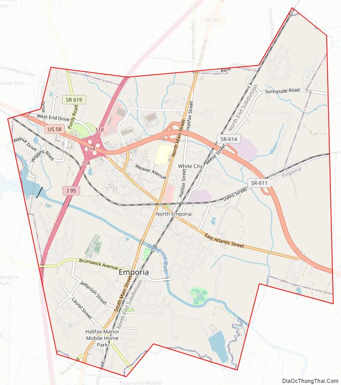 Street map of Emporia Independent City, Virginia