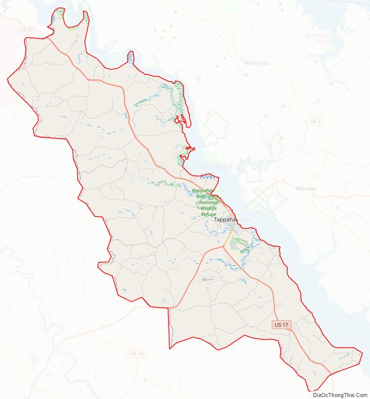 Street map of Essex County, Virginia