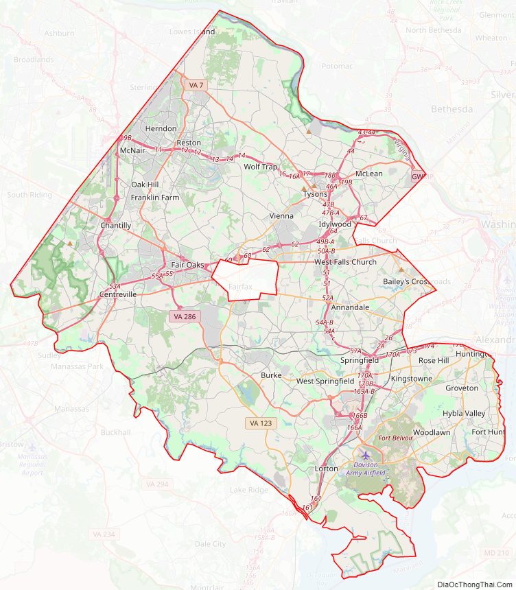 Street map of Fairfax County, Virginia
