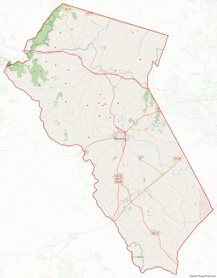 Street map of Fauquier County, Virginia