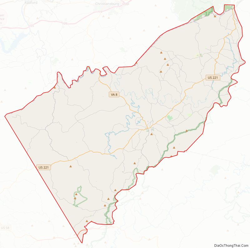 Street map of Floyd County, Virginia