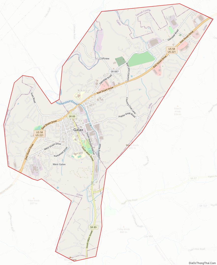 Street map of Galax Independent City, Virginia