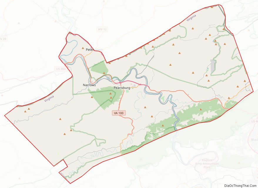 Street map of Giles County, Virginia