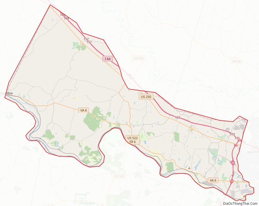 Street map of Goochland County, Virginia