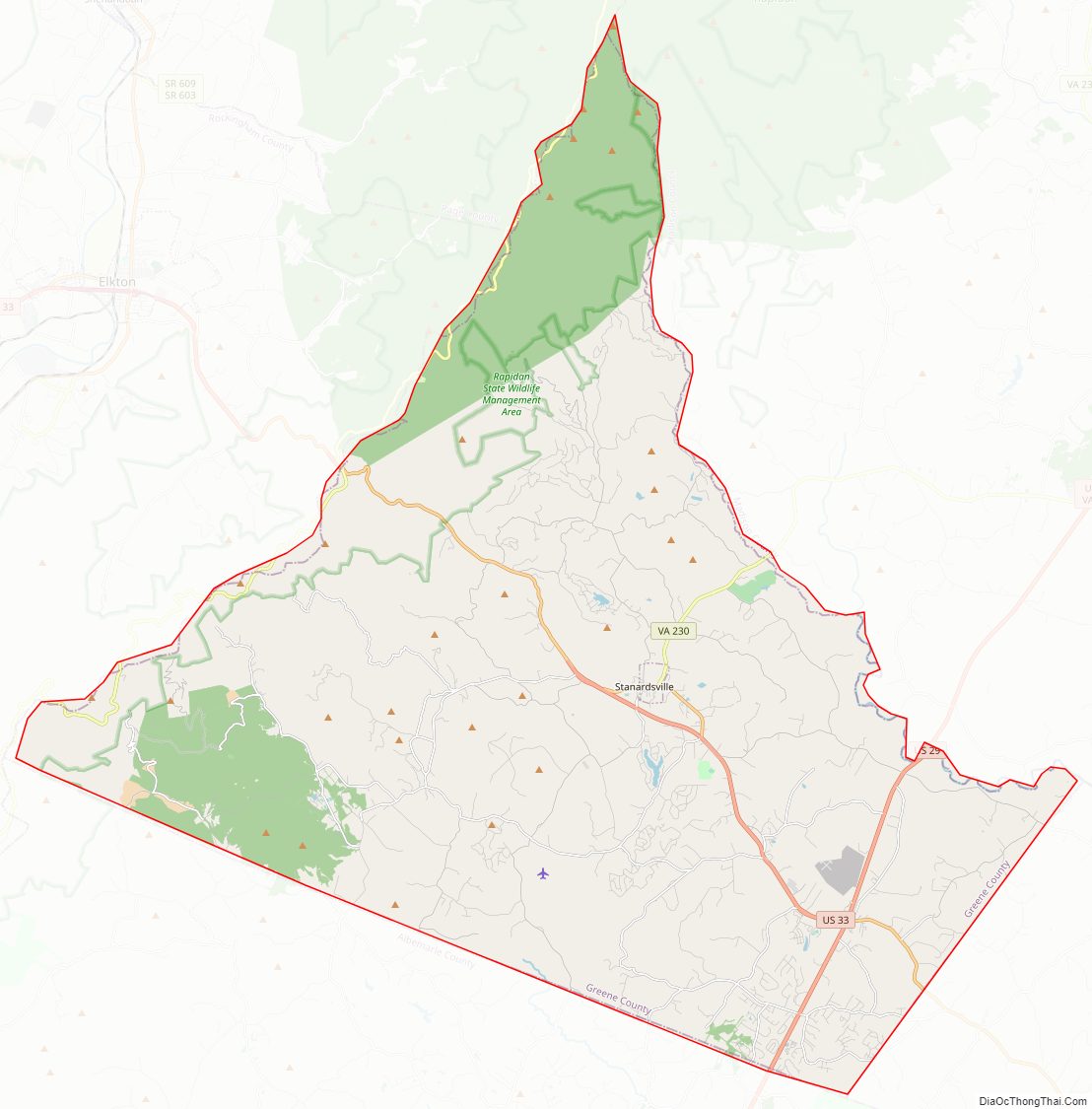 Street map of Greene County, Virginia
