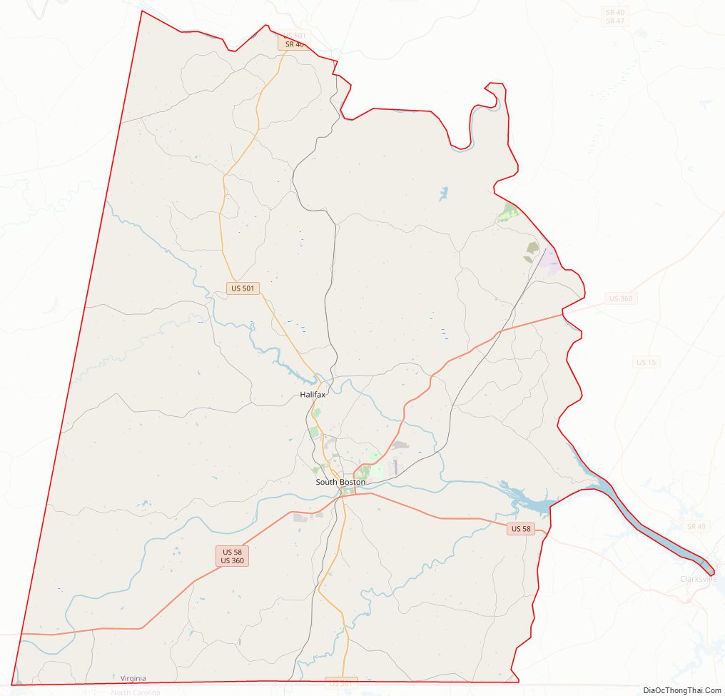 Street map of Halifax County, Virginia
