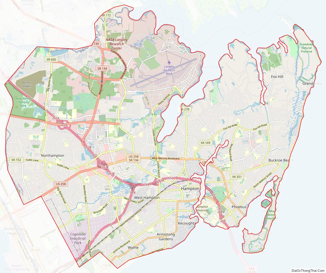 Street map of Hampton Independent City, Virginia