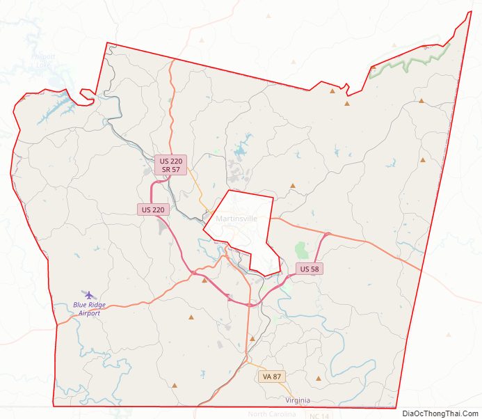 Street map of Henry County, Virginia