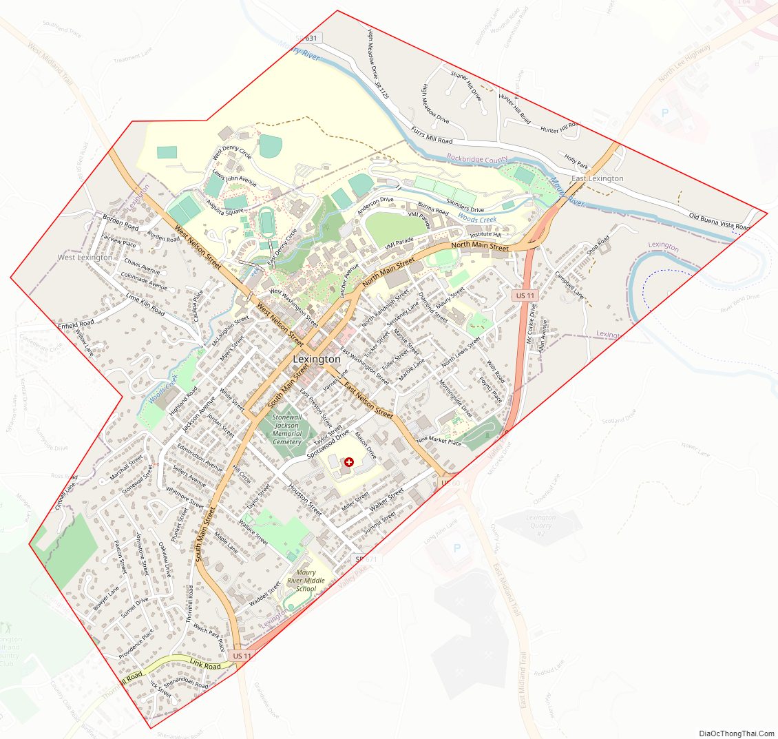 Street map of Lexington Independent City, Virginia
