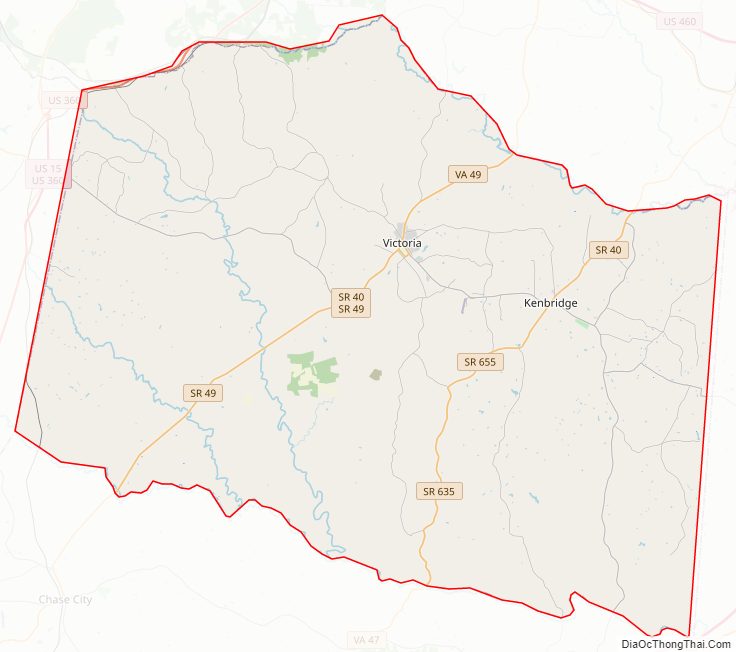 Street map of Lunenburg County, Virginia