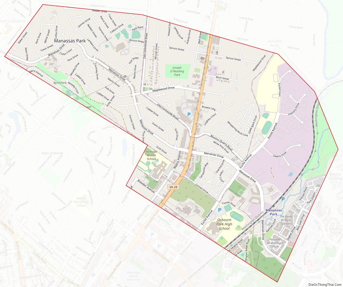 Street map of Manassas Park Independent City, Virginia