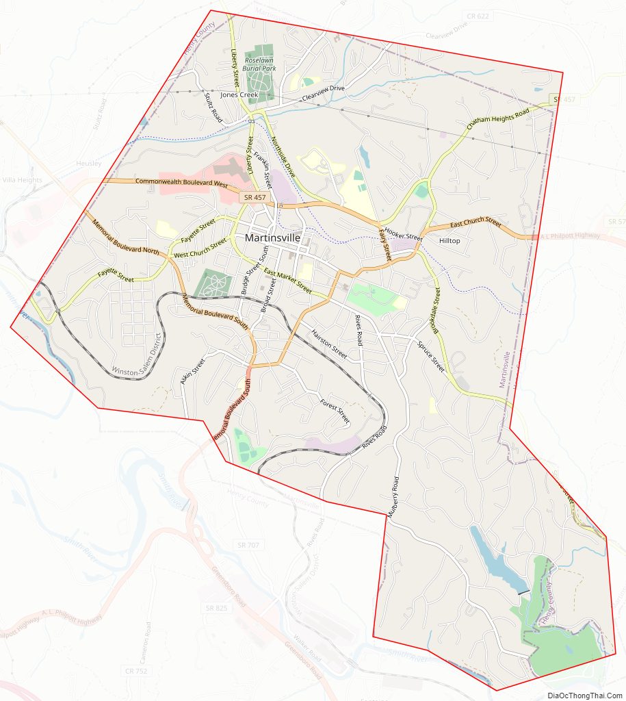 Street map of Martinsville Independent City, Virginia