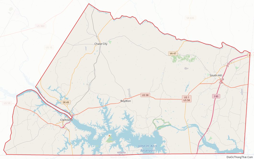 Street map of Mecklenburg County, Virginia