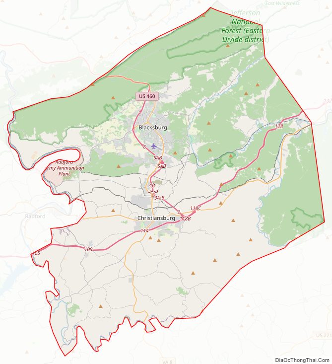 Street map of Montgomery County, Virginia