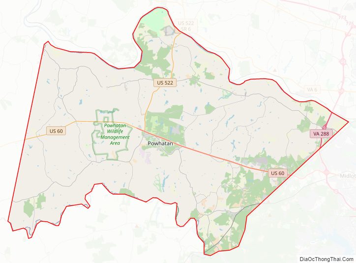 Street map of Powhatan County, Virginia