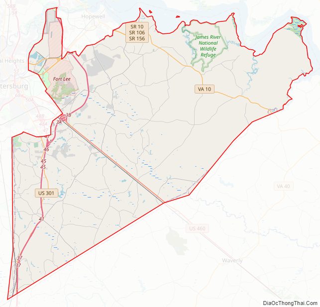 Street map of Prince George County, Virginia