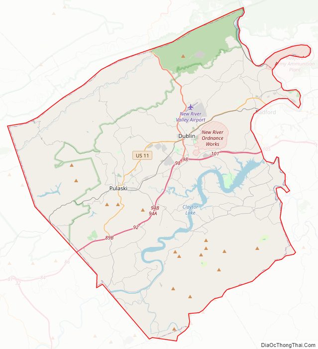 Street map of Pulaski County, Virginia