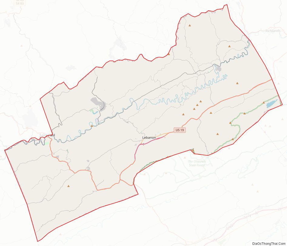 Street map of Russell County, Virginia