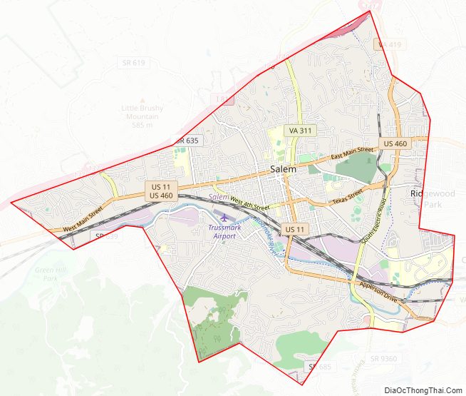 Street map of Salem Independent City, Virginia