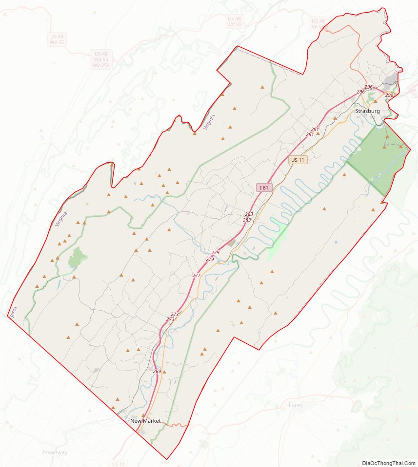 Street map of Shenandoah County, Virginia
