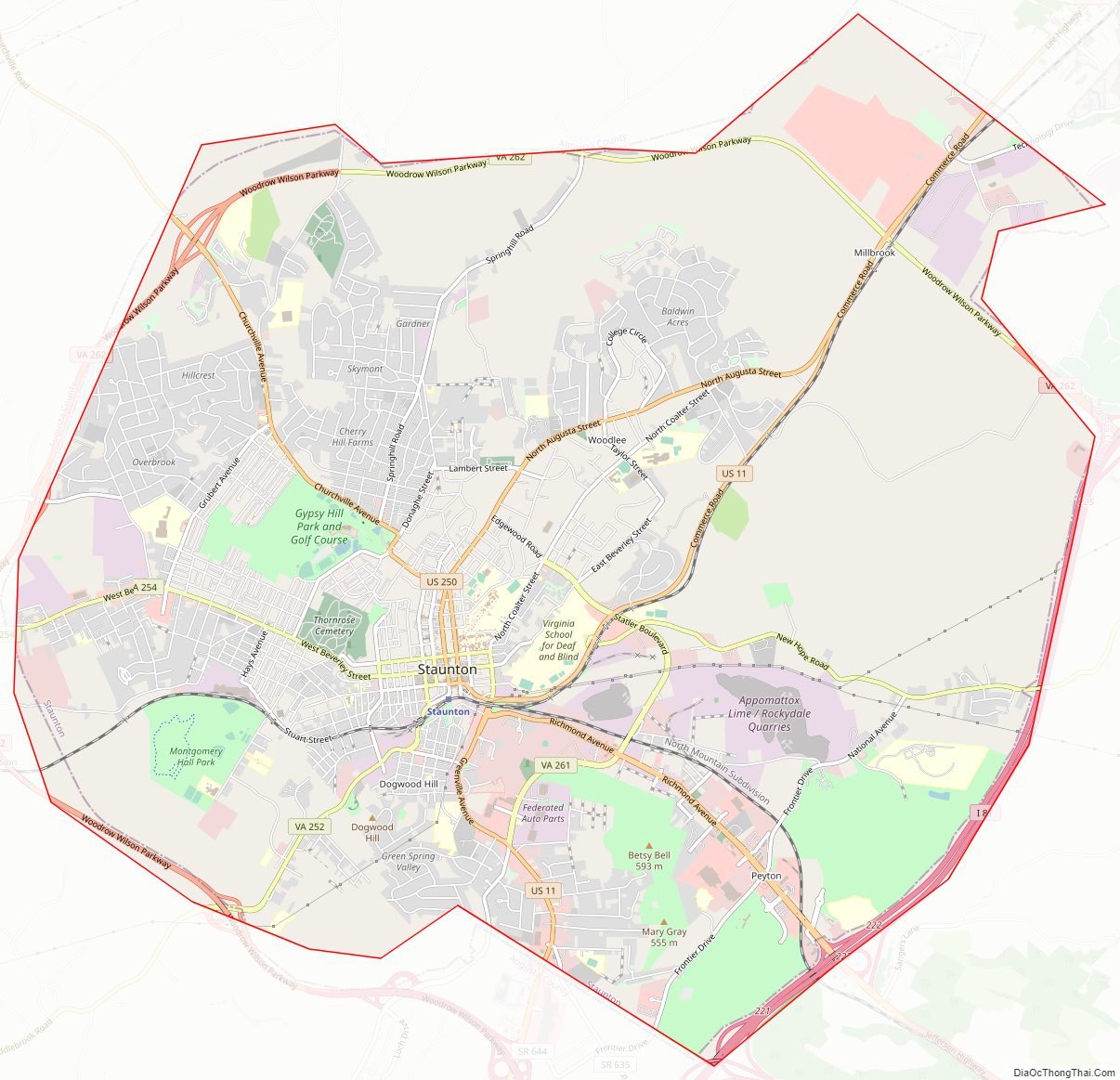 Street map of Staunton Independent City, Virginia