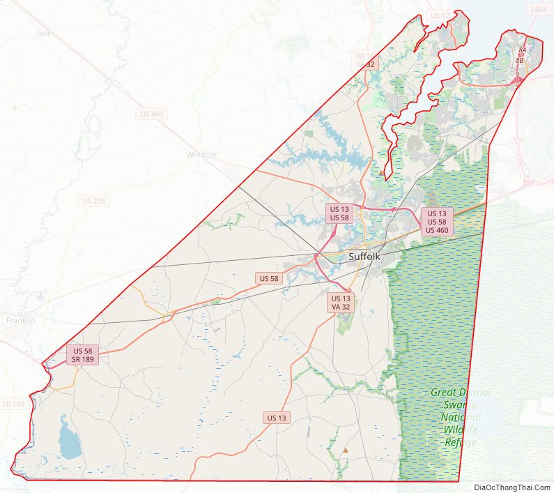 Street map of Suffolk Independent City, Virginia