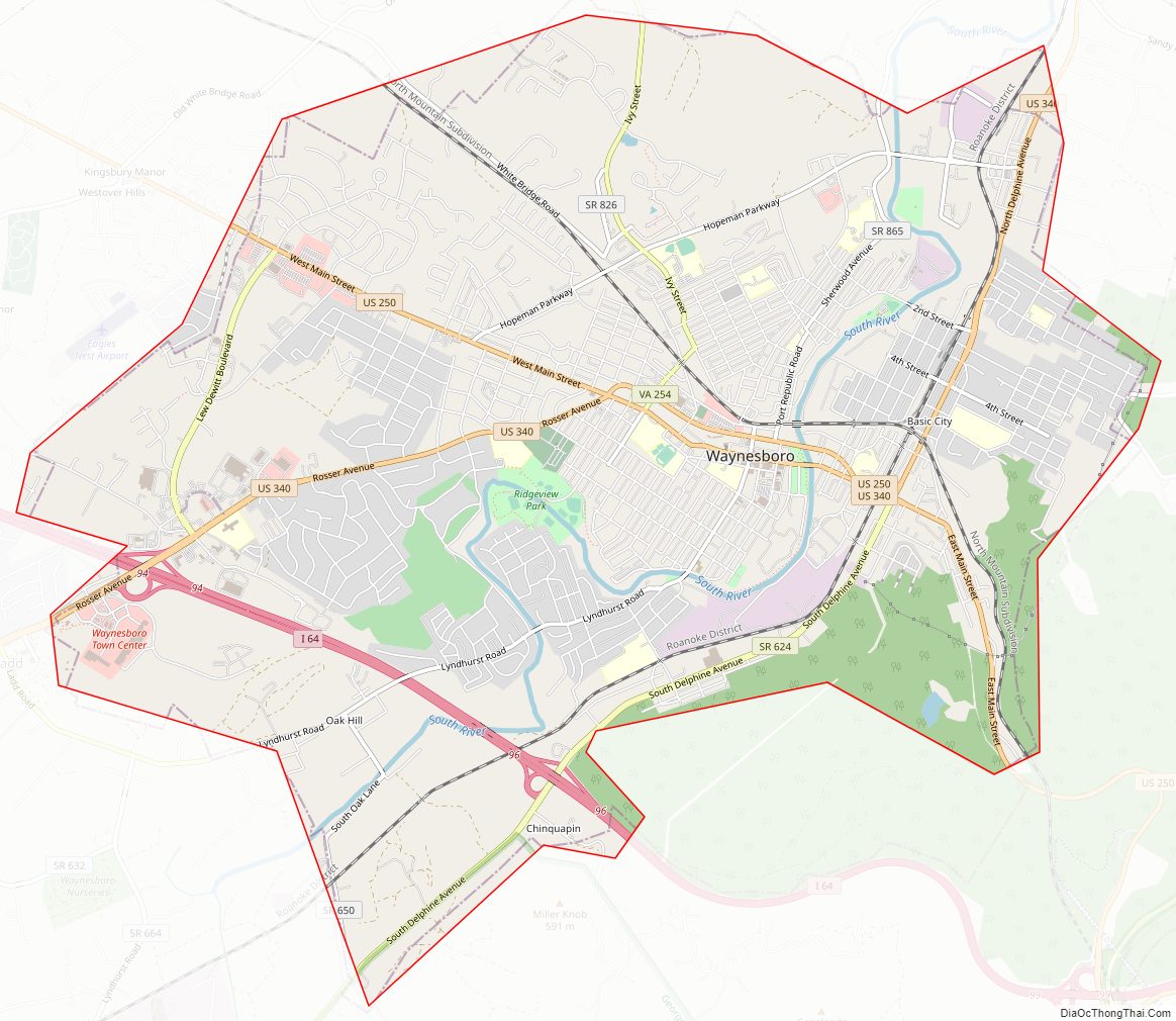 Street map of Waynesboro Independent City, Virginia