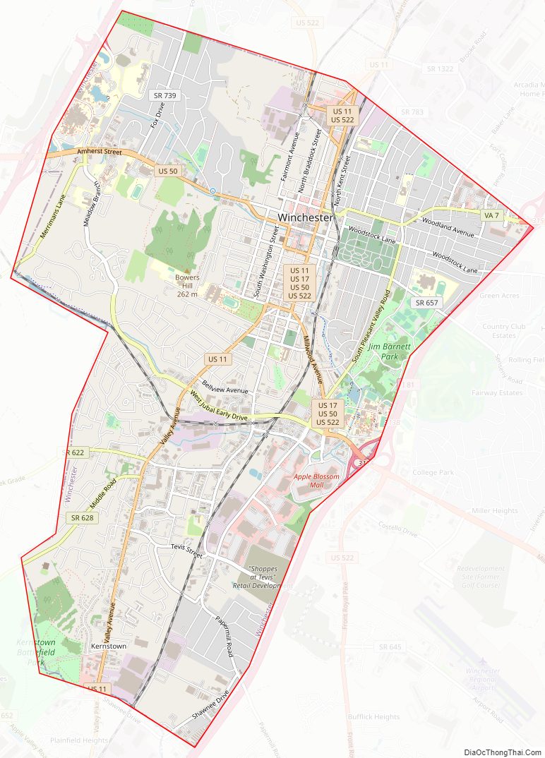 Street map of Winchester Independent City, Virginia