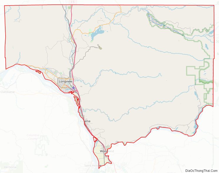 Street map of Cowlitz County, Washington