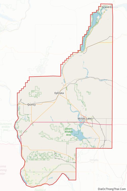 Street map of Grant County, Washington
