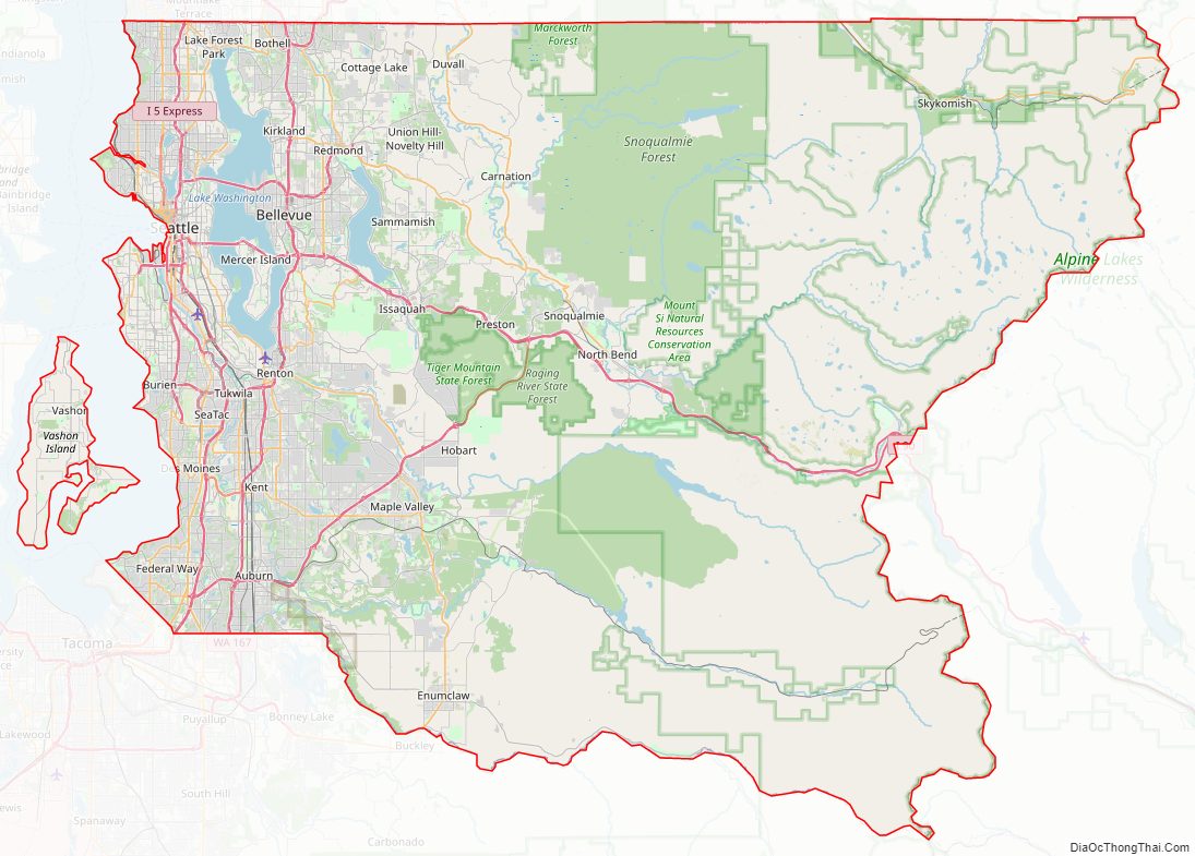 Street map of King County, Washington