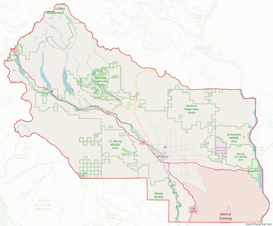 Street map of Kittitas County, Washington