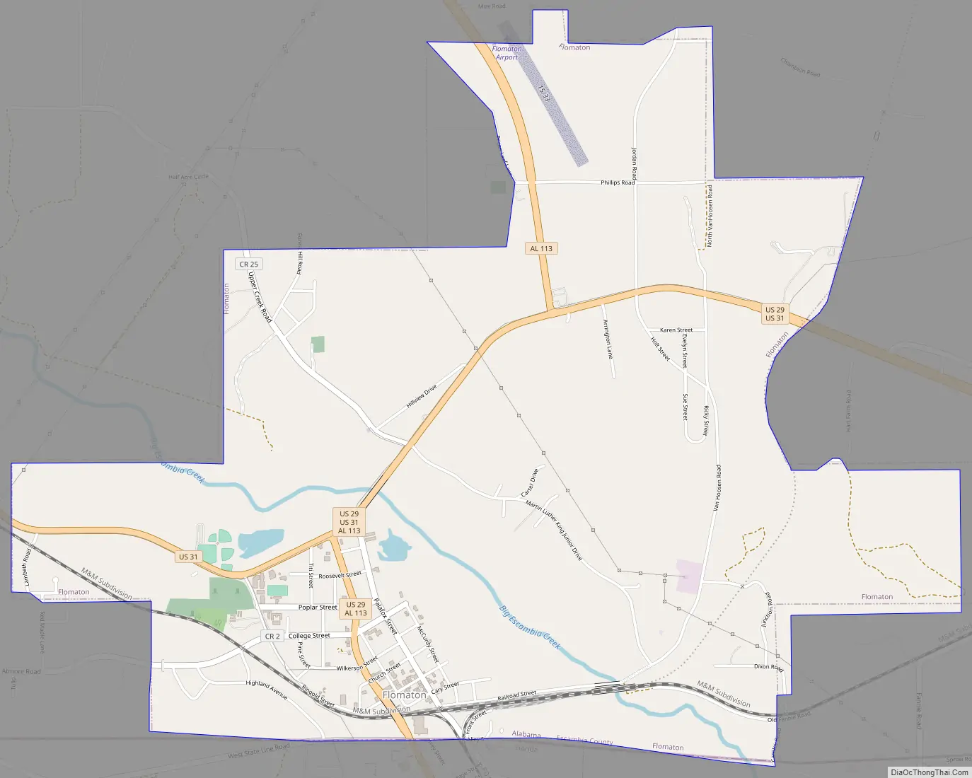 Map of Flomaton town