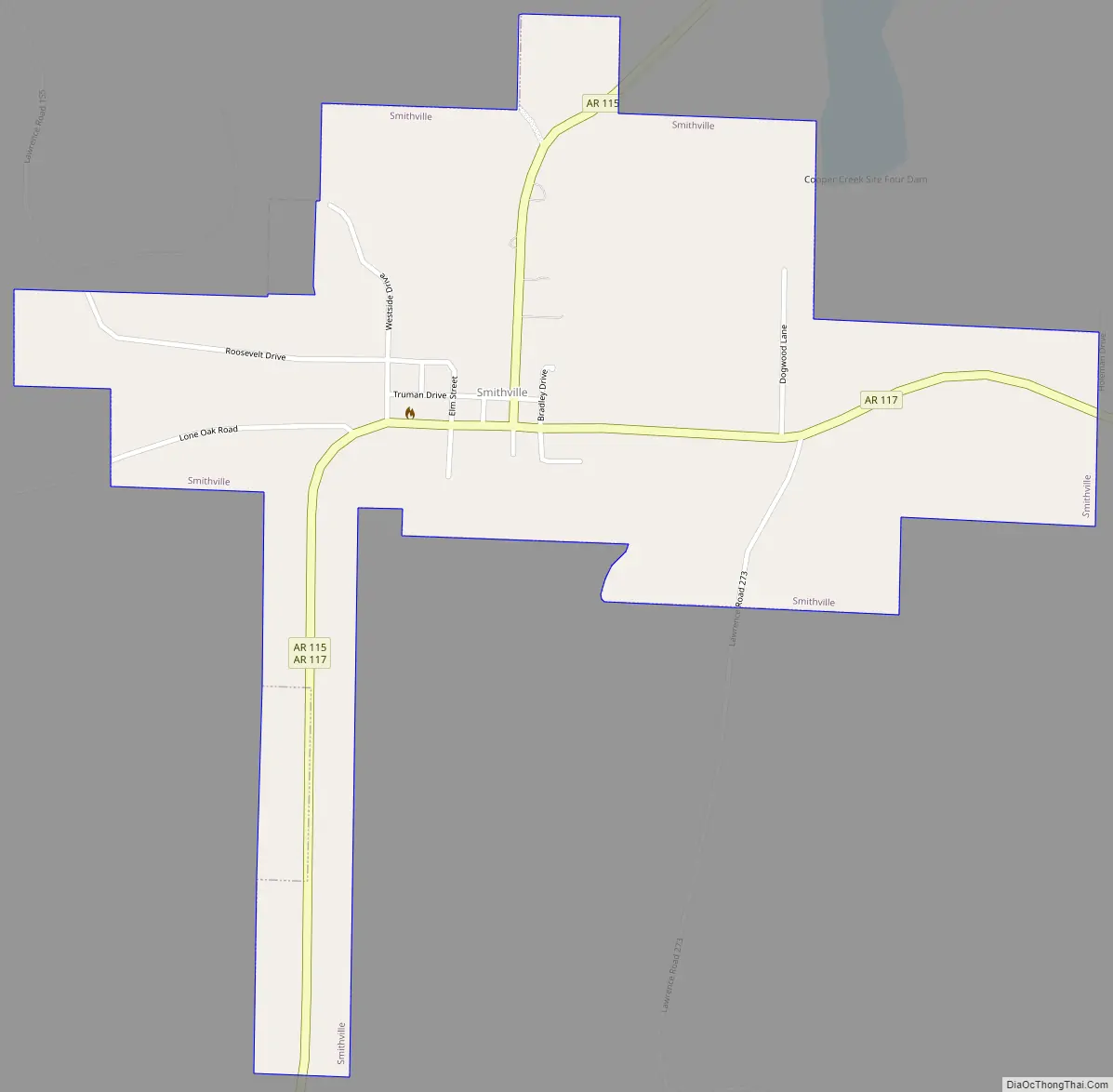 Map of Smithville town, Arkansas