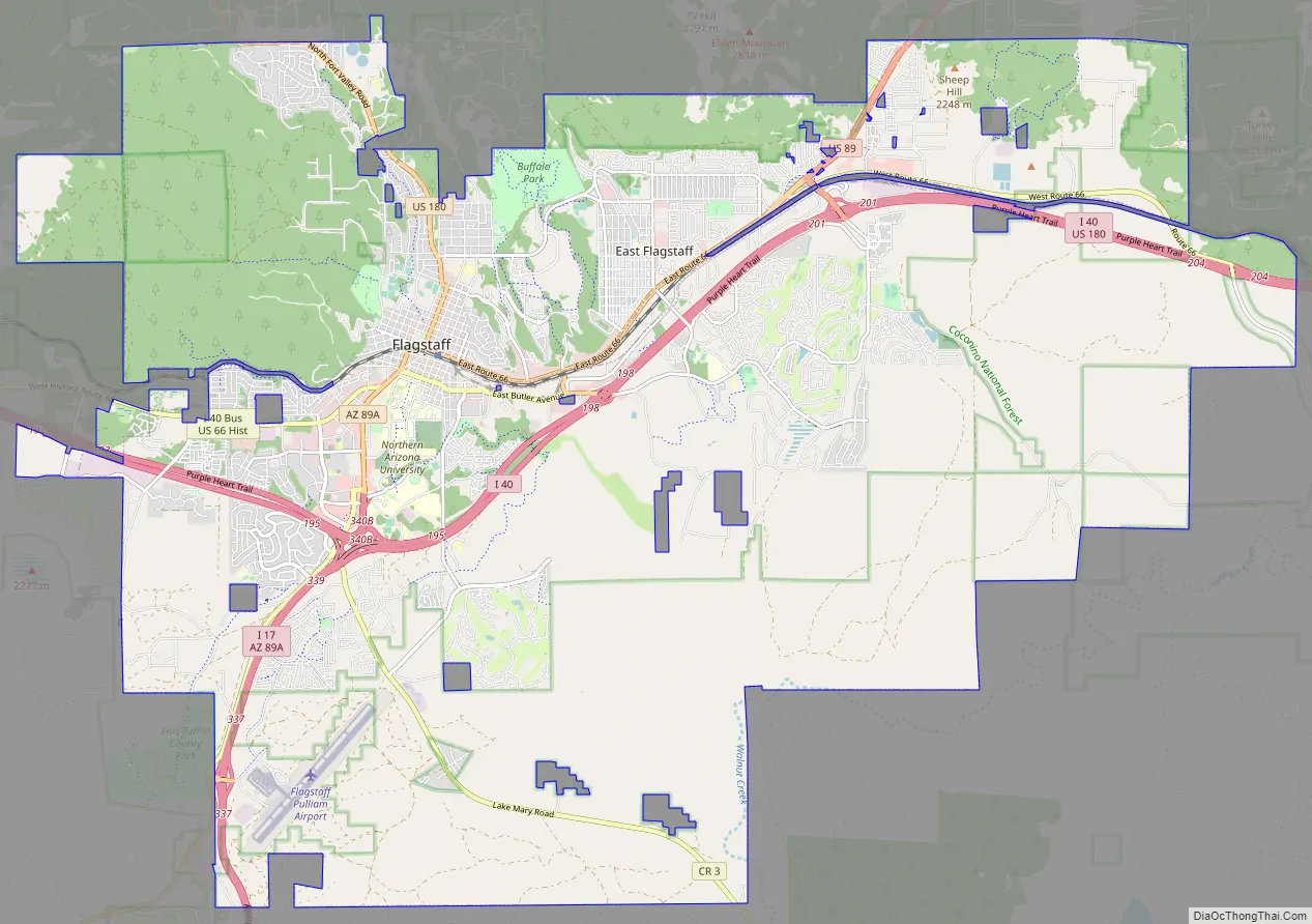 Road map of Flagstaff