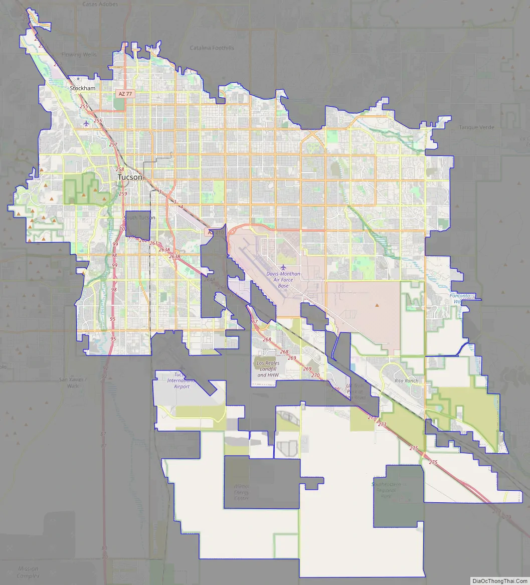 Road map of Tucson
