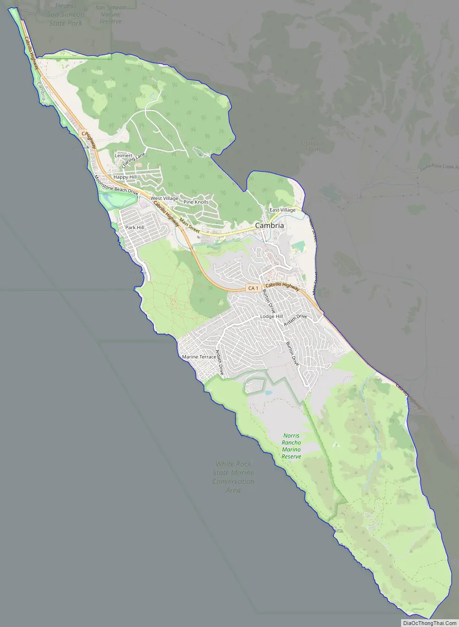 Map of Cambria CDP, California