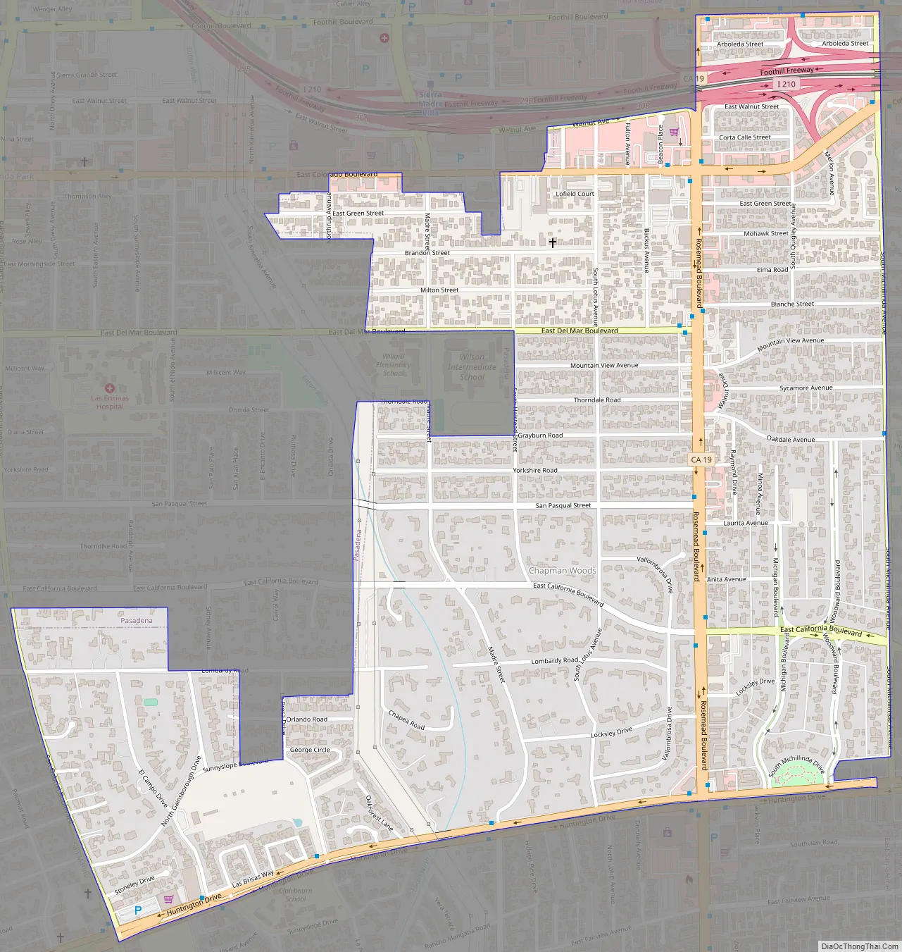 Map of East Pasadena CDP