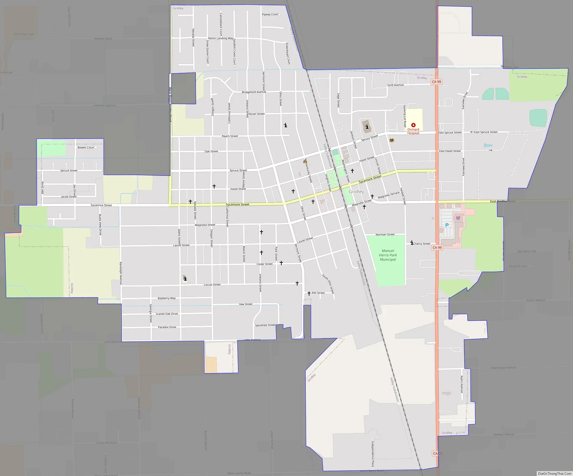 Map of Gridley city, California