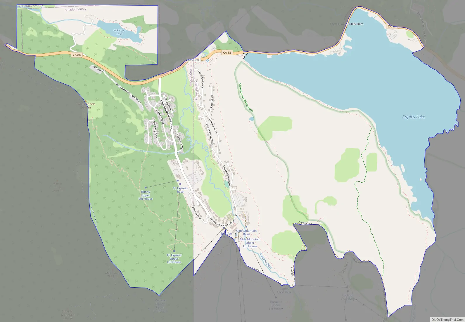 Map of Kirkwood CDP, California