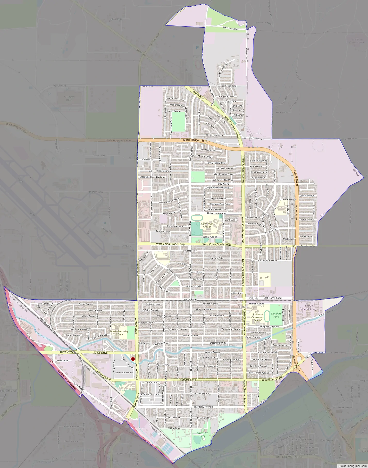 Map of Oildale CDP