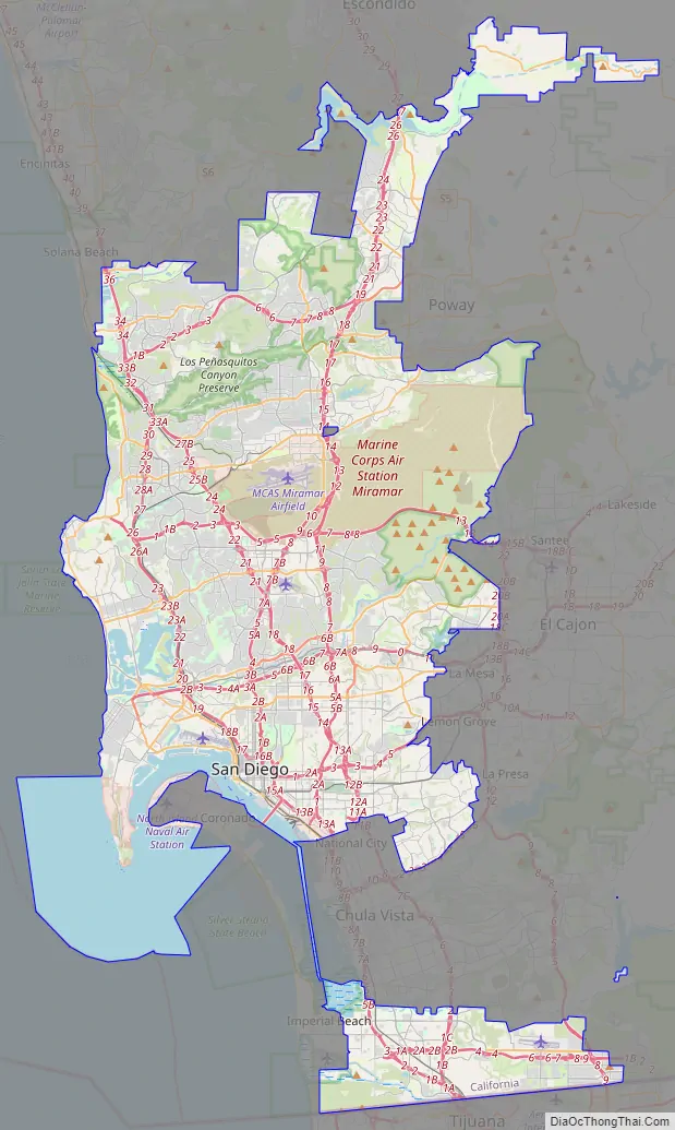 Road map of San Diego