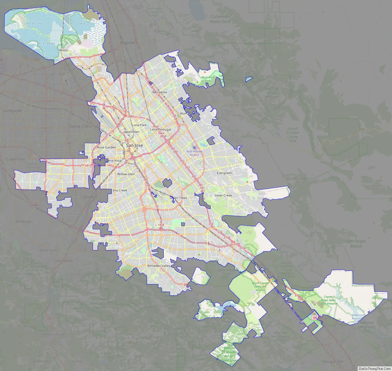 Road map of San Jose