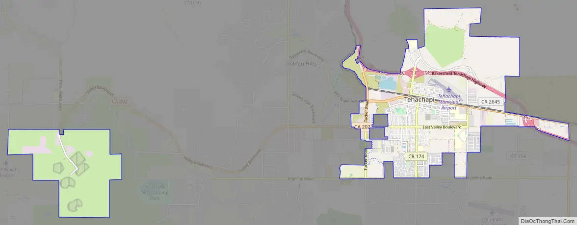 Map of Tehachapi city
