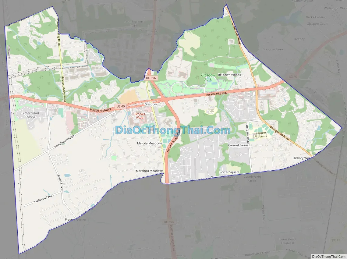 Map of Glasgow CDP, Delaware