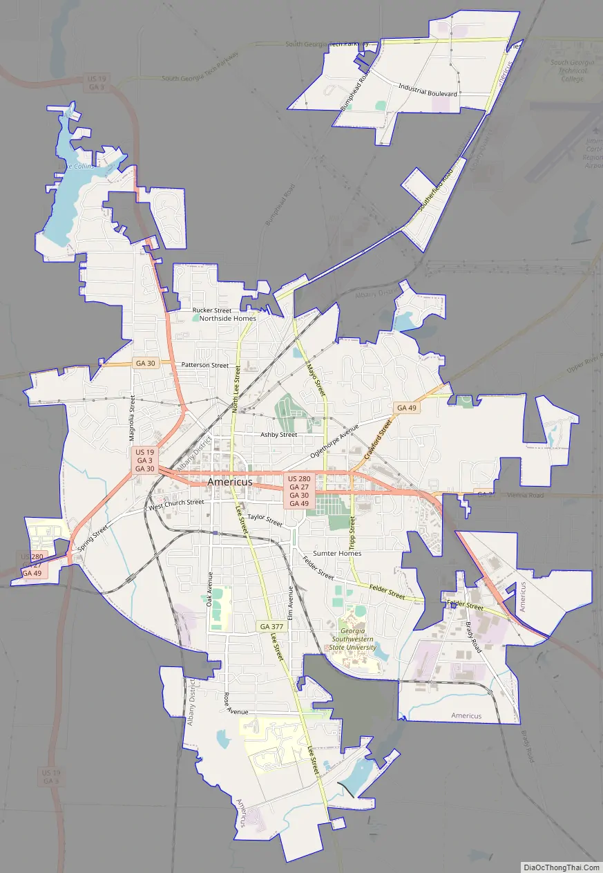 Map of Americus city, Georgia - Thong Thai Real